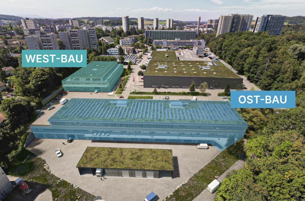 Auf dem Neuhuus Areal in Bern-Bethlehem entsteht ein neuer Gewerbepark. <br />
Hier dürfen wir folgende Elemente liefern und montieren:<br />
Quadratmeter inkl. Verkettungen<br />
Fenster: 1369.8 m2<br />
Sonderelemente: 12.6 m2<br />
Total: 1502.4 m2<br />
<br />
Elemente inkl. Verkettungen:<br />
Fenster: 476<br />
Eingangstüren: 46<br />
Total: 522<br />
 <br />
